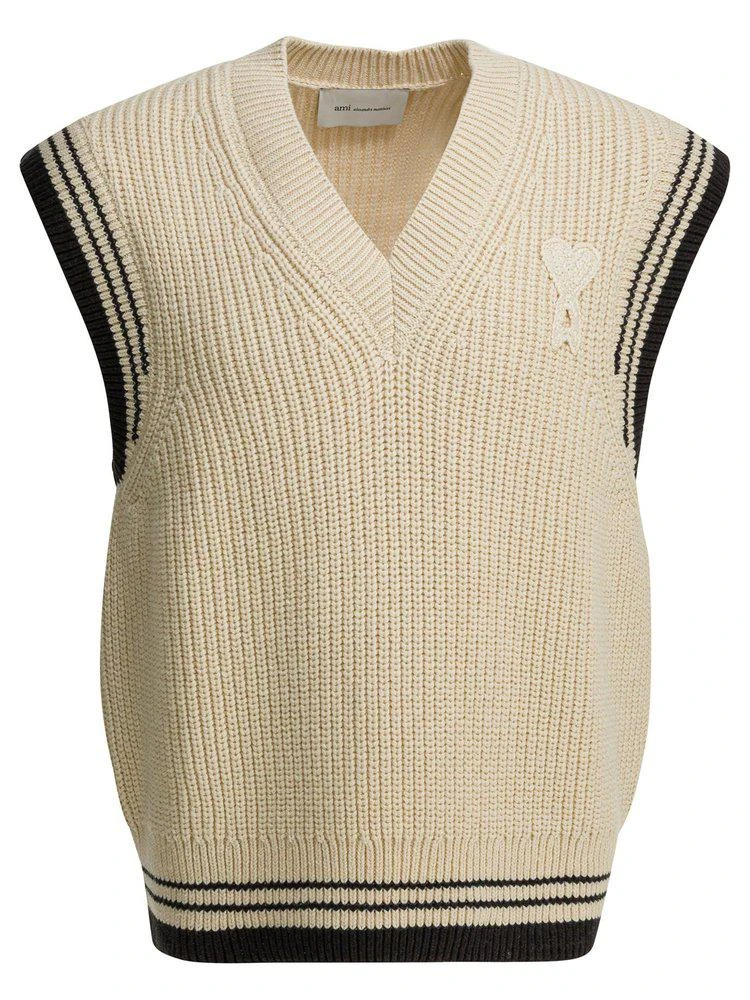 AMI AMI Ami De Coeur V-Neck Knitted Top