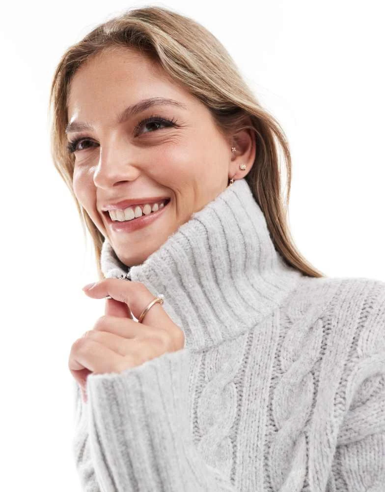 HOLLISTER Hollister double zip knitted jumper in grey 2
