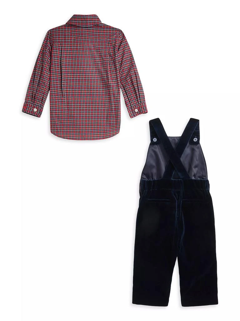 Ralph Lauren Baby Boy's 2-Piece Shirt Bodysuit & Velvet Overalls Set 2