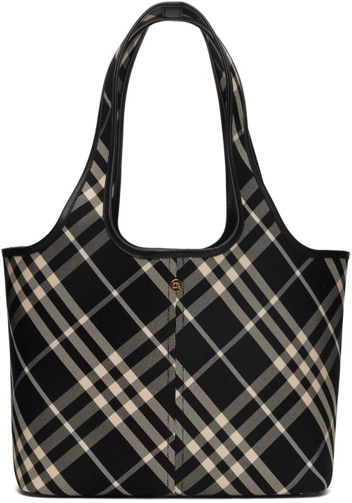 Burberry Black Off-White Small Check Tote Tote Bags Compare