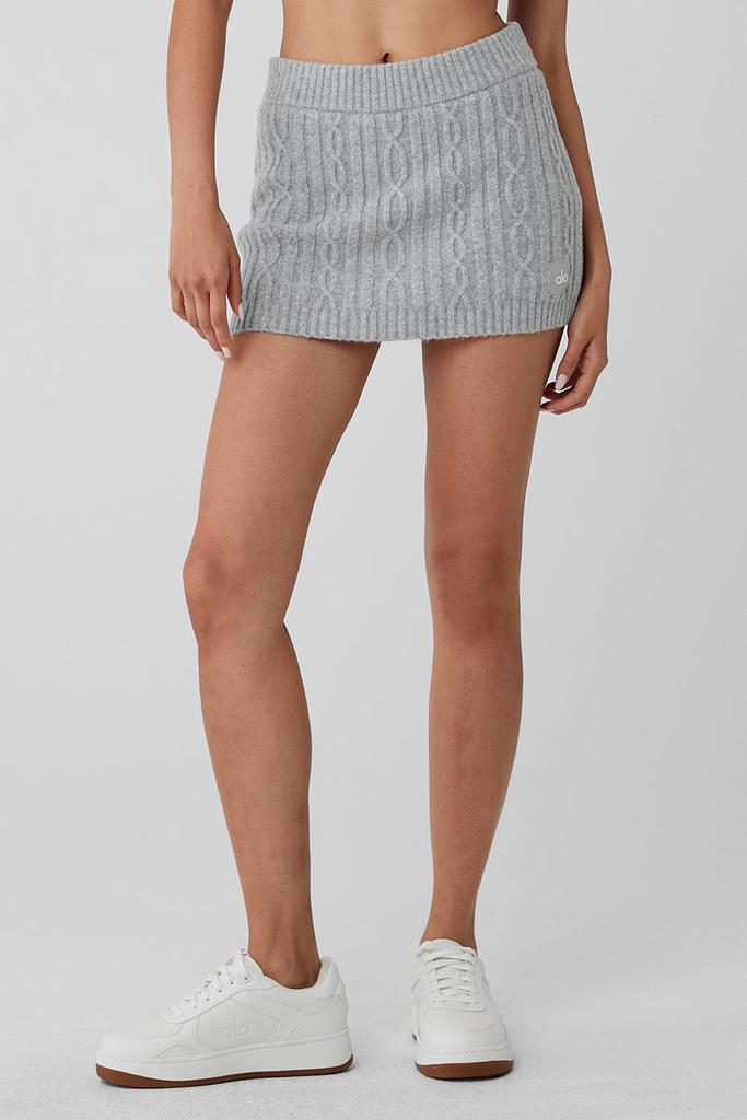 Alo Yoga Cable Knit Winter Bliss Mini Skirt - Athletic Heather Grey