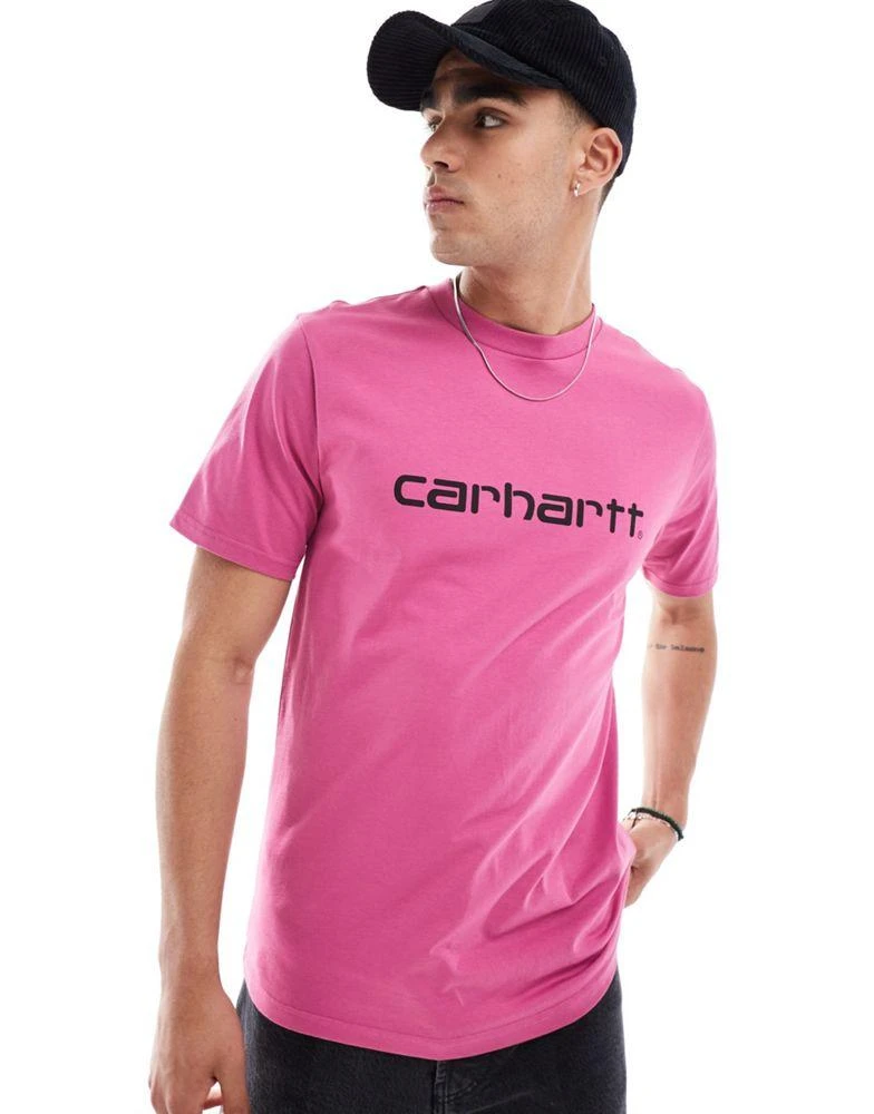 Carhartt WIP Carhartt WIP script t-shirt in pink 1