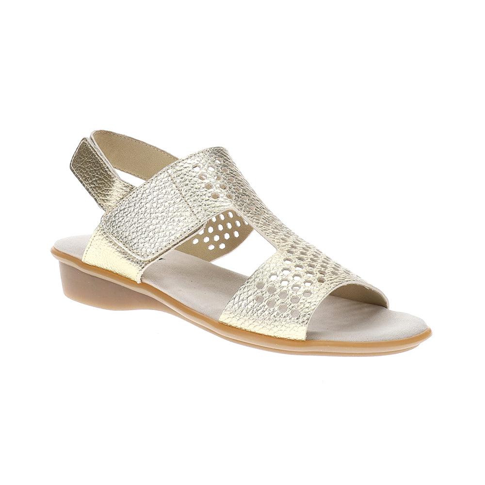 Sesto Meucci Elicia Comfort Cut-Outs Metallic T-Strap Sandals