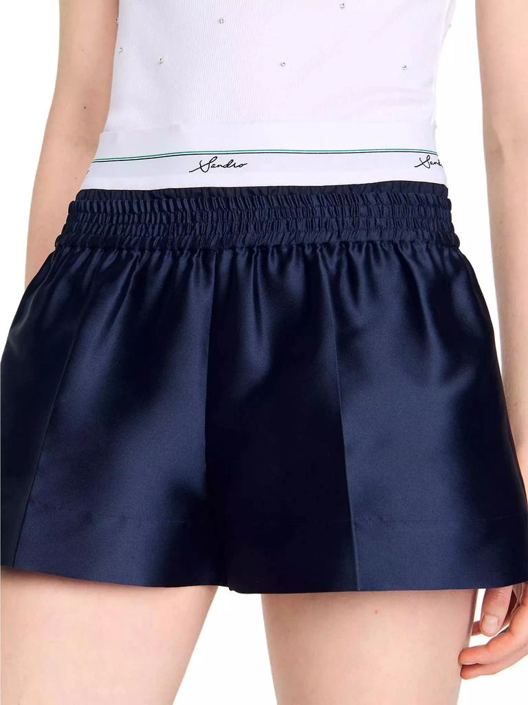 Sandro Satin Shorts with Double Waistband 5