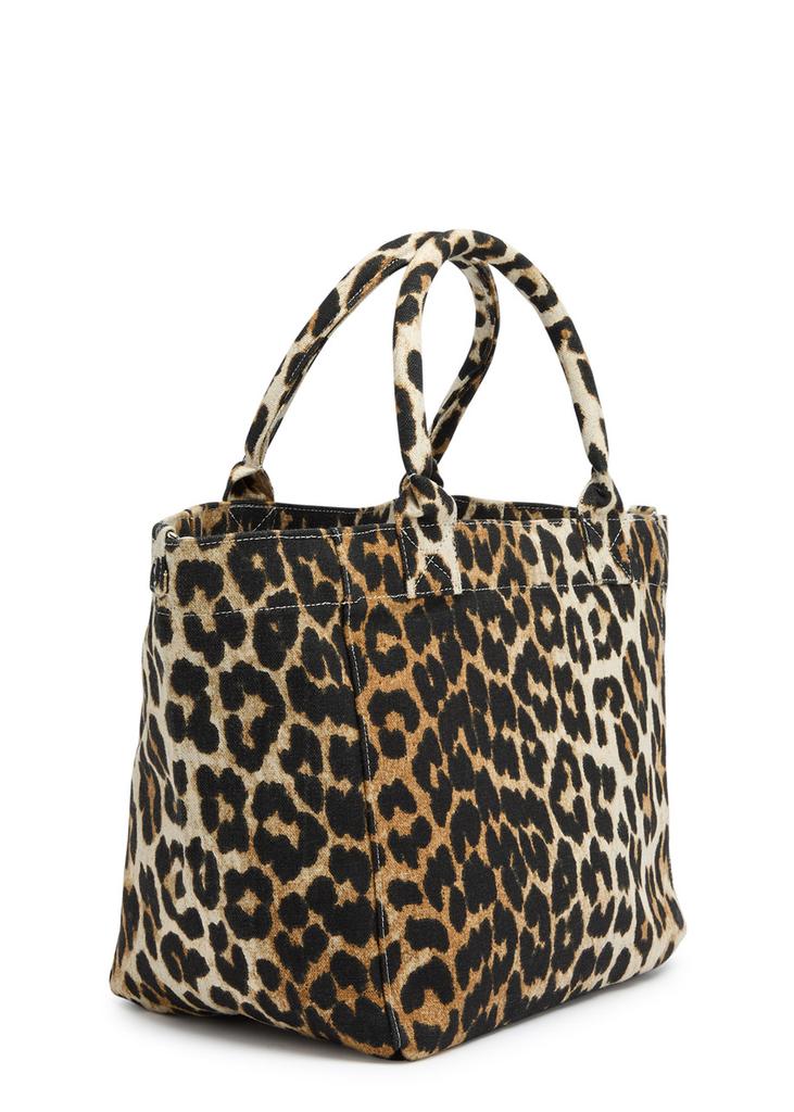 GANNI Easy Shopper small leopard-print canvas tote