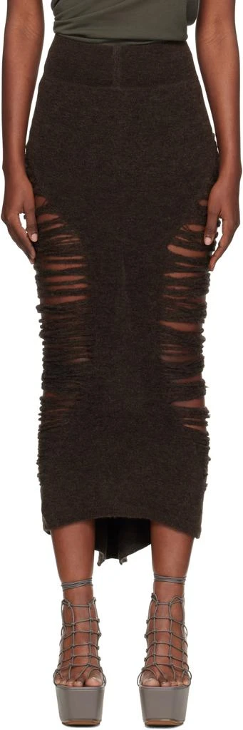 Rick Owens Brown Concordians Calf Dauphine Midi Skirt 1