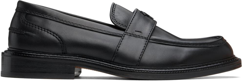 Maison Kitsune Black Leather Loafers