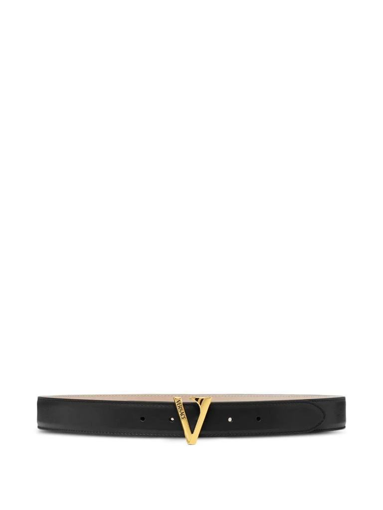 Versace Pointed Black Calf Leather Belt