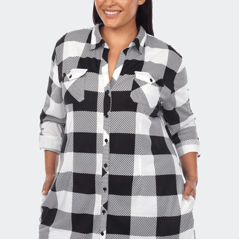 White Mark Plus Size Plaid Tunic Shirt 2
