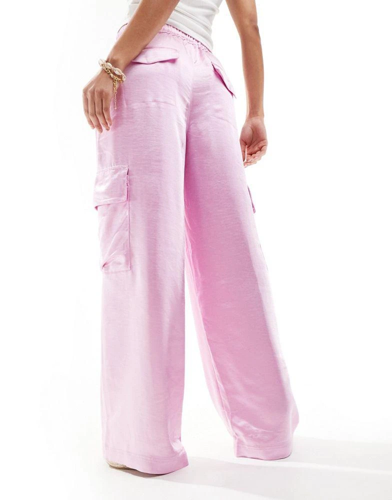 French Connection French Connection cargo satin trousers in pink 4