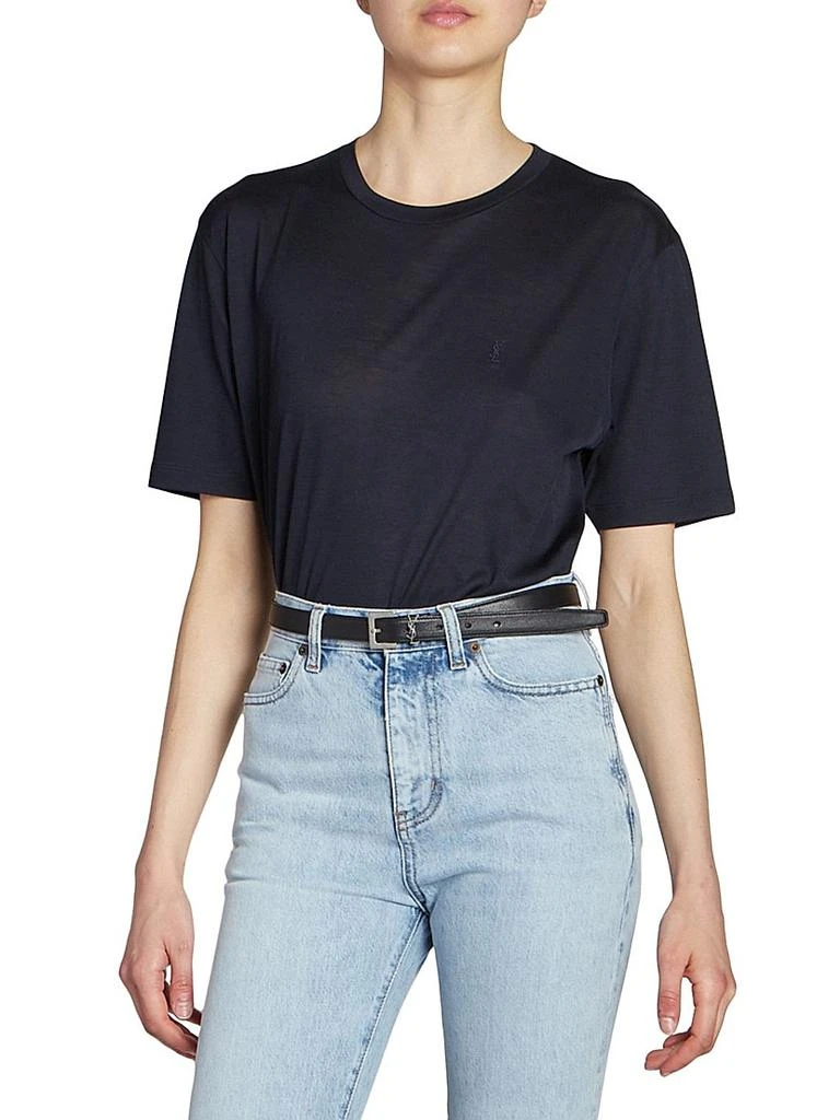 Yves Saint Laurent Cassandre Thin Belt with Square Buckle in Smooth Leather 3