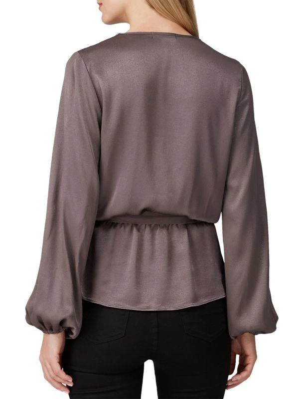 krisa Faux Wrap Belted Satin Top 2