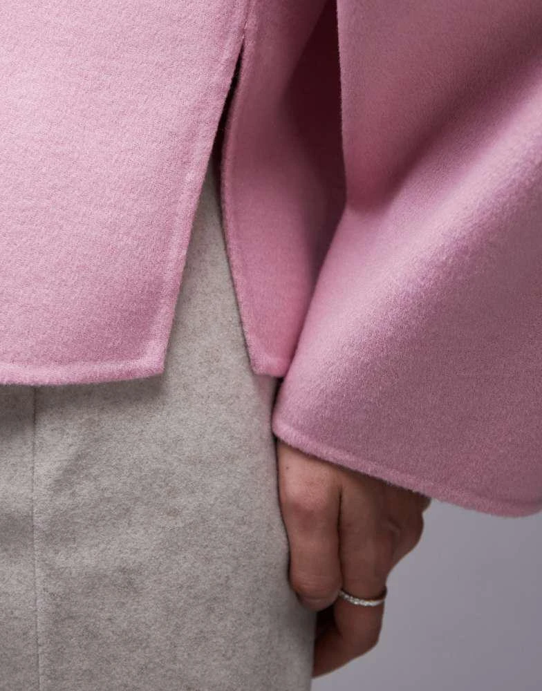 ARKET ARKET light double wool cocoon top with long sleeves in pink 2