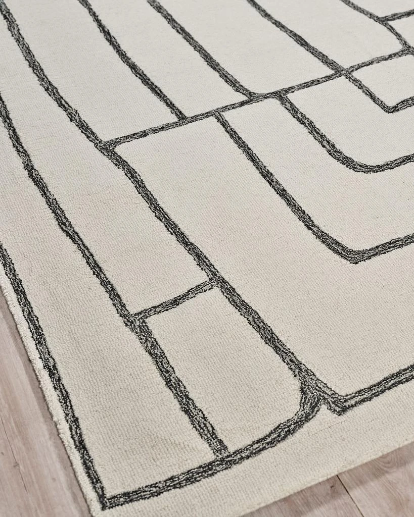 Exquisite Rugs Tangiers Hand-Tufted Ivory/Black Rug, 9' x 12' 3