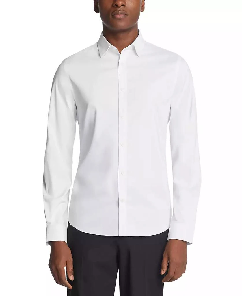 Michael Kors Men's Airsoft Slim Fit Untucked Length Wrinkle Free Stretch Dress Shirt 1