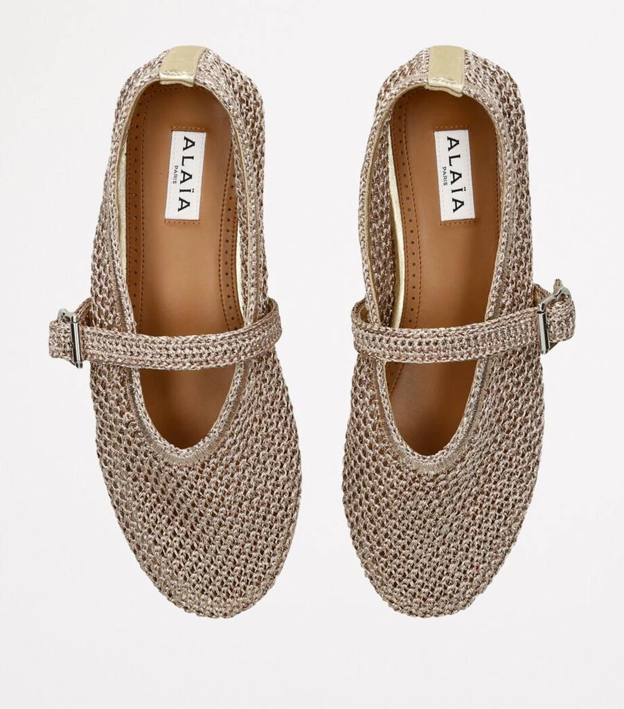 Alaïa Lurex Crochet Ballet Flats 4