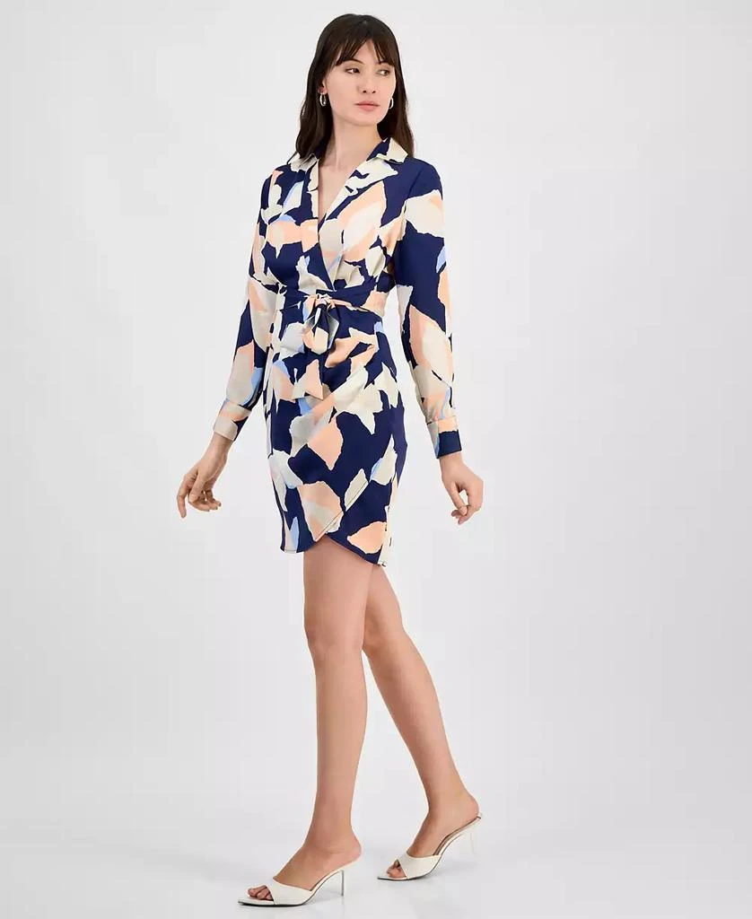 Tahari Tahari Petite Printed Collared Faux-Wrap Sheath Dress 3