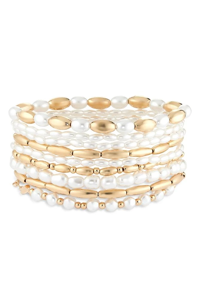 Tasha 9-Piece Mixed Faux Pearl Bead Stretch Bracelet Set