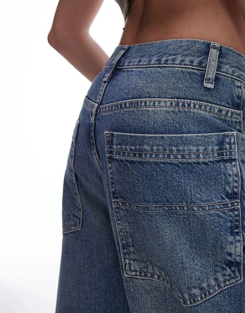 Topshop Topshop high rise Baggy jeans with mud marks in mid blue 2