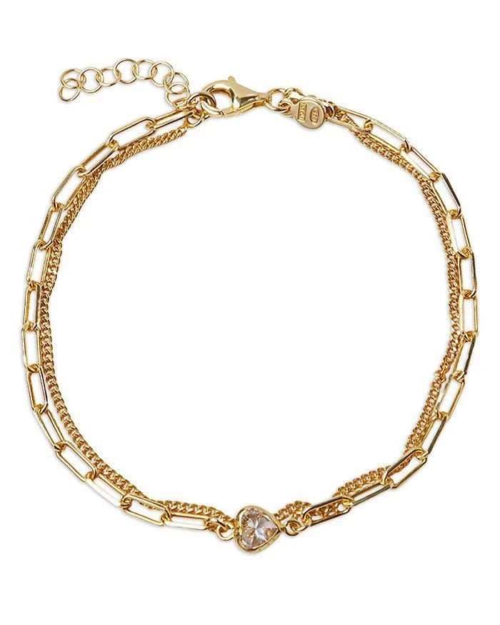 Argento Vivo Two Layer Chain Heart Bracelet in 18K Gold Plated Sterling Silver 1