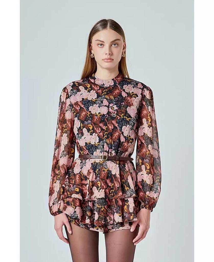 Endless Rose Women's Printed Chiffon Miini Romper
