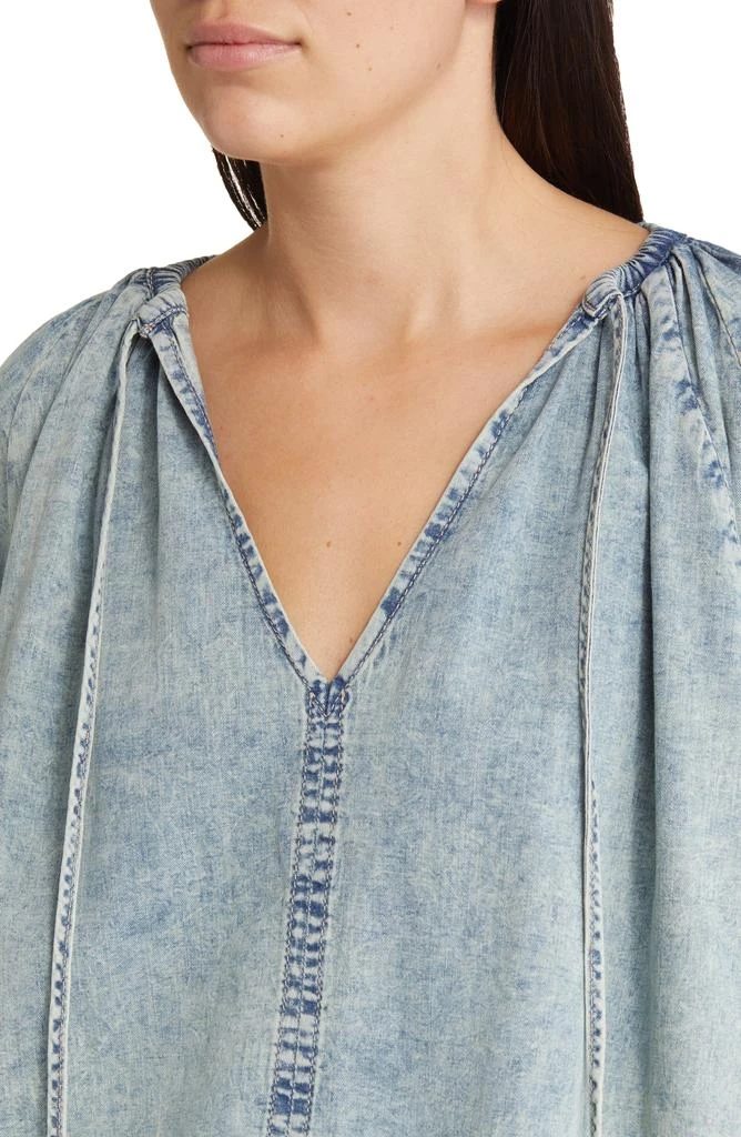 FRAME Tie Neck Denim Top 4