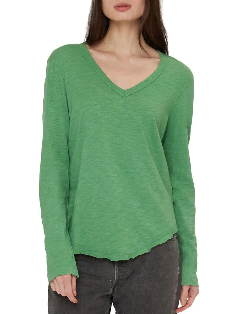 Wilt Long Sleeve V-Neck Raw Hem Shirttail 3