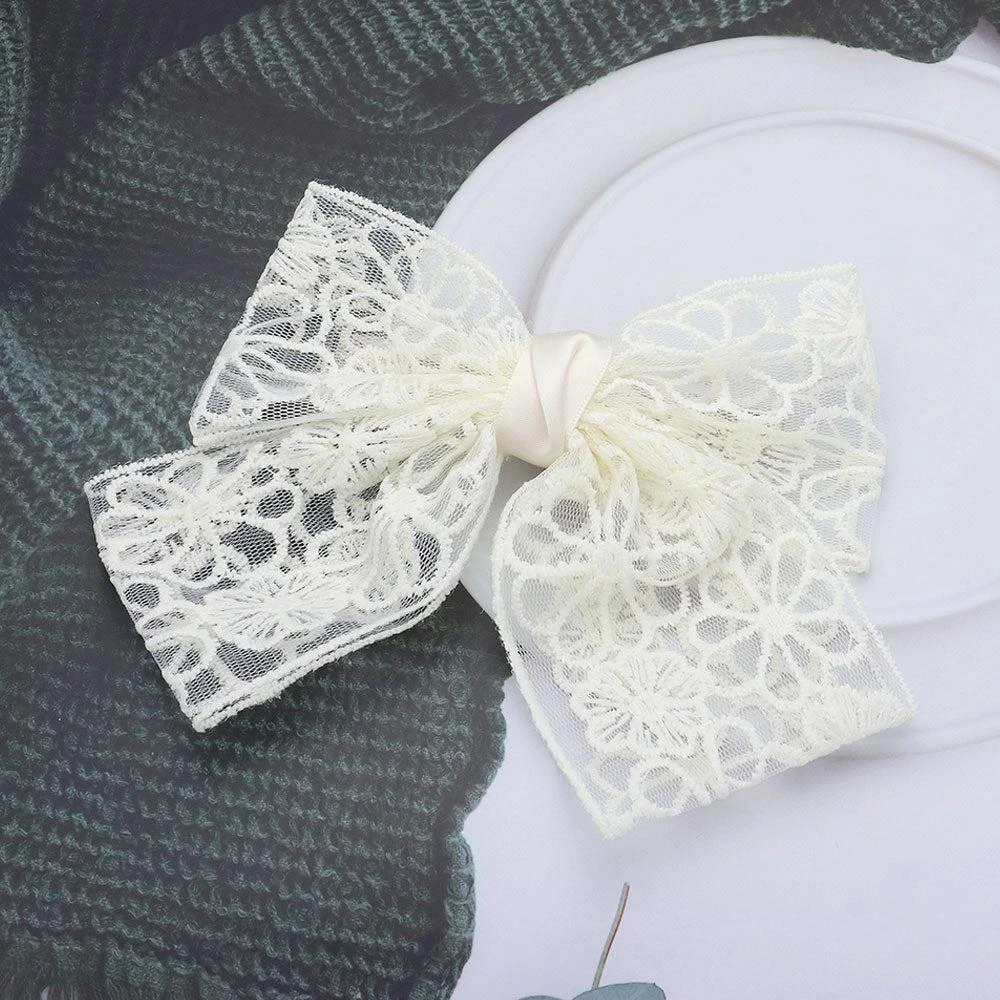 FASHNZFAB Flower Lace Bow Barrette