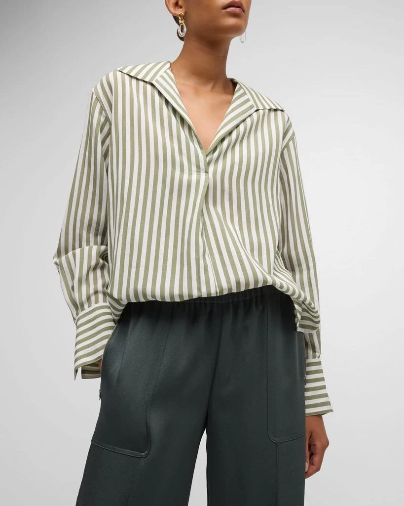 Vince Coast Stripe Shaped-Collar Pullover Shirt 8