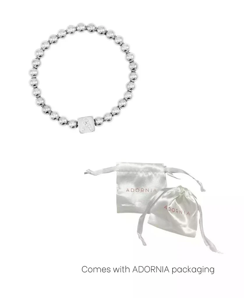 ADORNIA Silver Crystal Initial Cube Stretch Bracelet 2