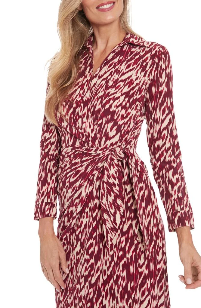 London Times Long Sleeve Faux Wrap Dress 4