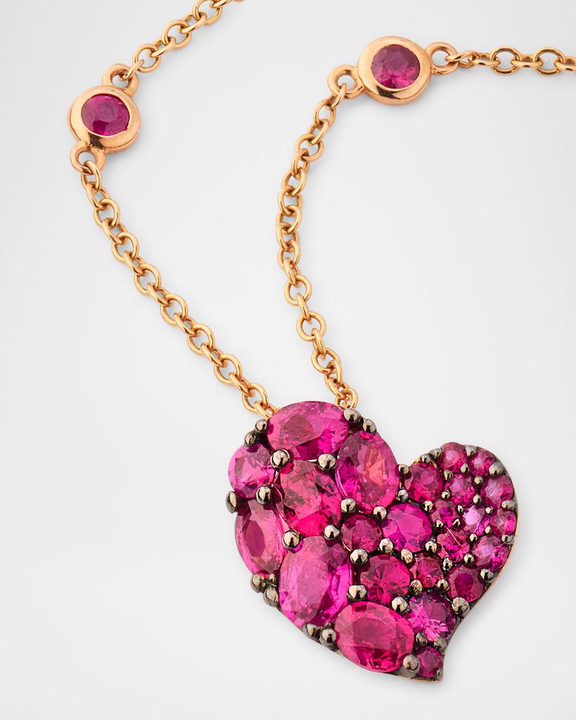 Piranesi 18K Rose Gold Small Heart Pink Sapphire Pendant