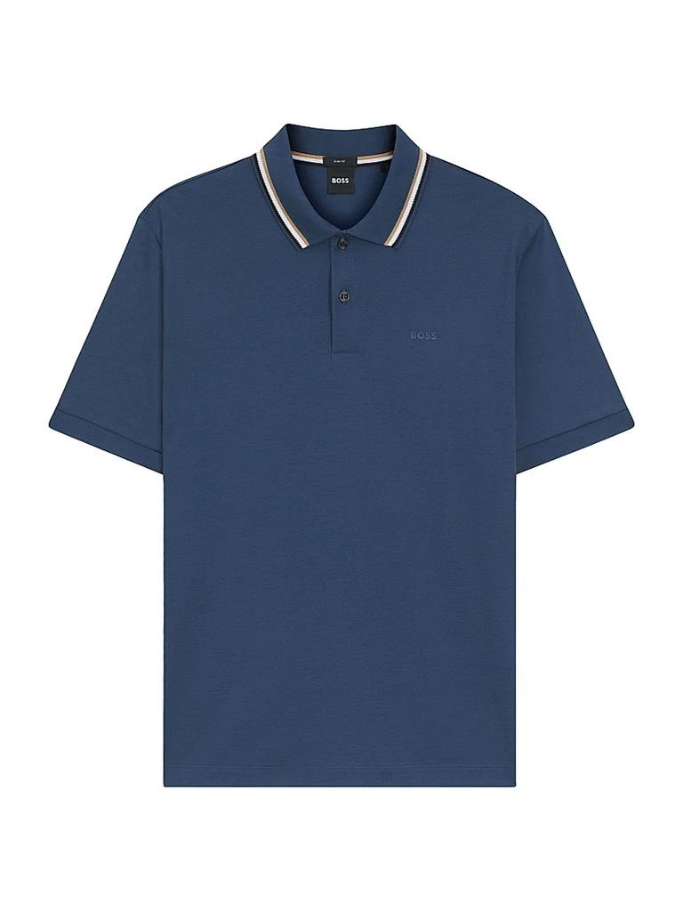 Hugo Boss Slim-Fit Polo Shirt in Cotton with Striped Collar 1