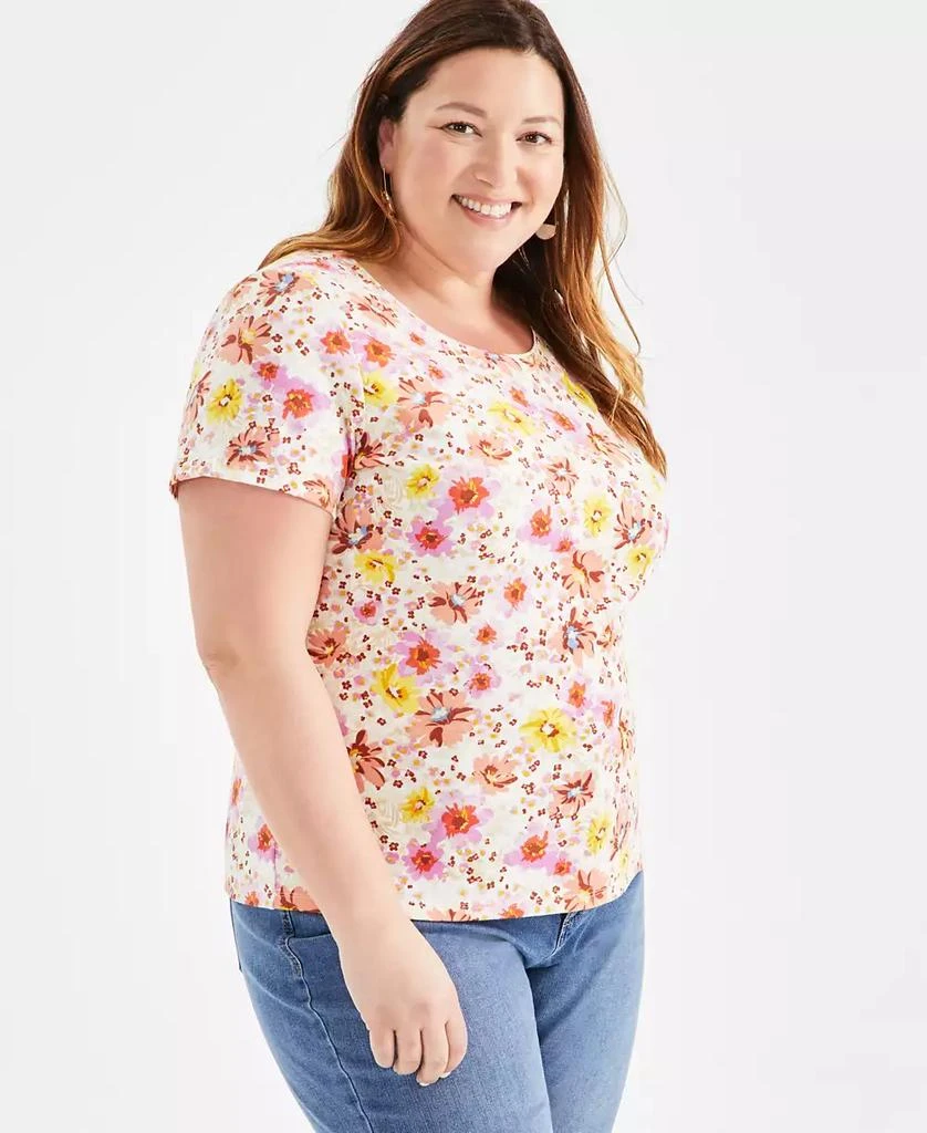 Style & Co Plus Size Printed Scoop-Neck Top, Created for Macy's 1