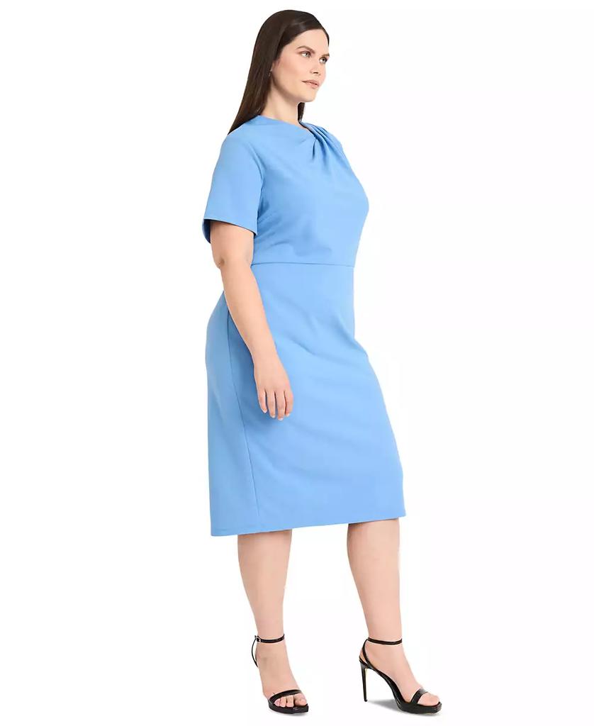 Maggy London Plus Size Asymmetric-Neck Short-Sleeve Dress