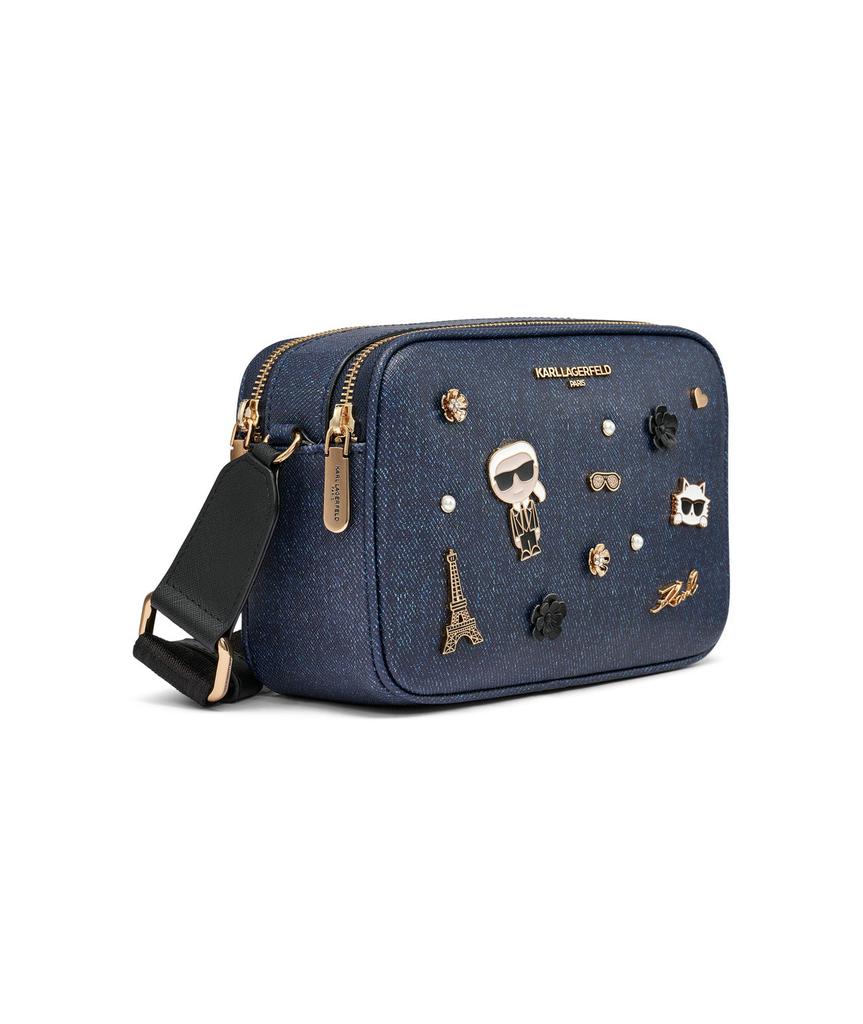 Karl Lagerfeld Paris MAYBELLE DENIM CROSSBODY WITH PINS