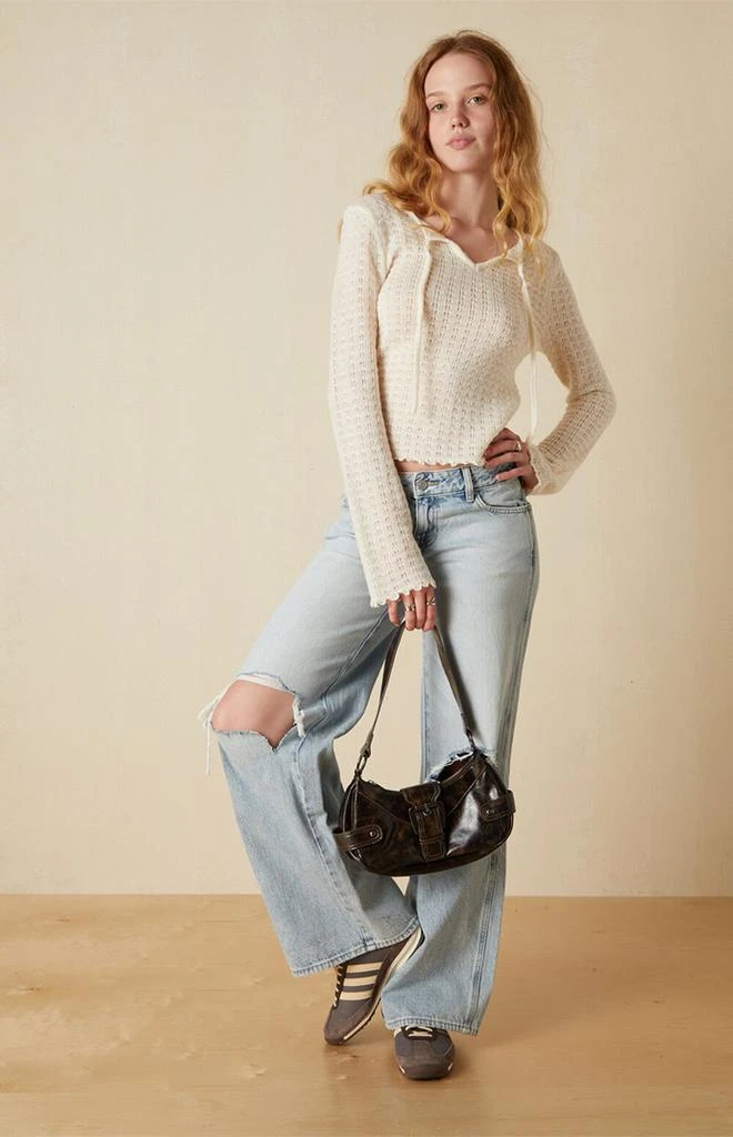 Your Favorite Diana Open Knit Tie Front Sweater