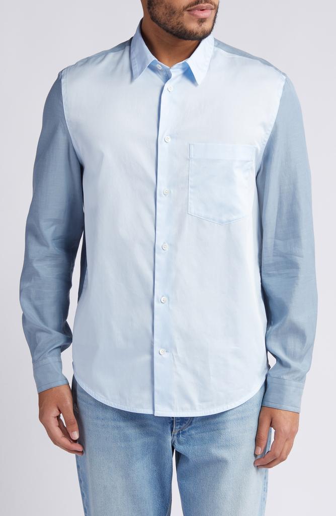 COS Relaxed Fit Colorblock Cotton Button-Up Shirt