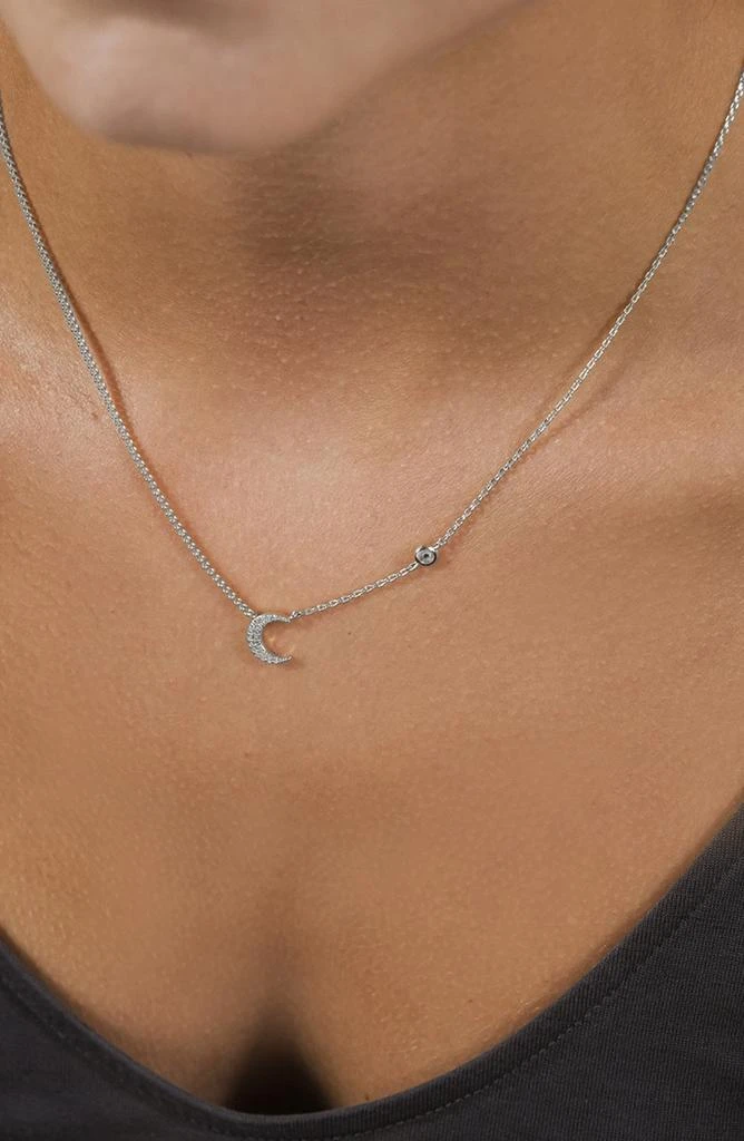 Sterling Forever Cubic Zirconia Crescent Moon Pendant Necklace 4