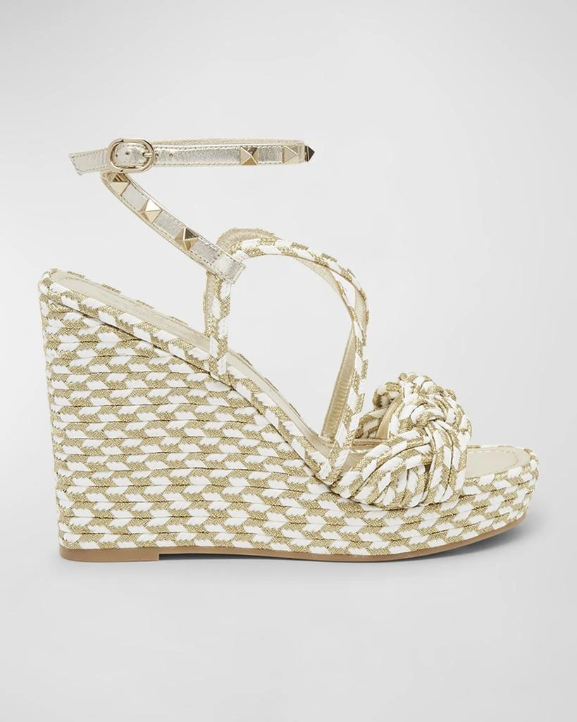 Valentino Rockstud Bicolor Metallic Wedge Espadrilles 1