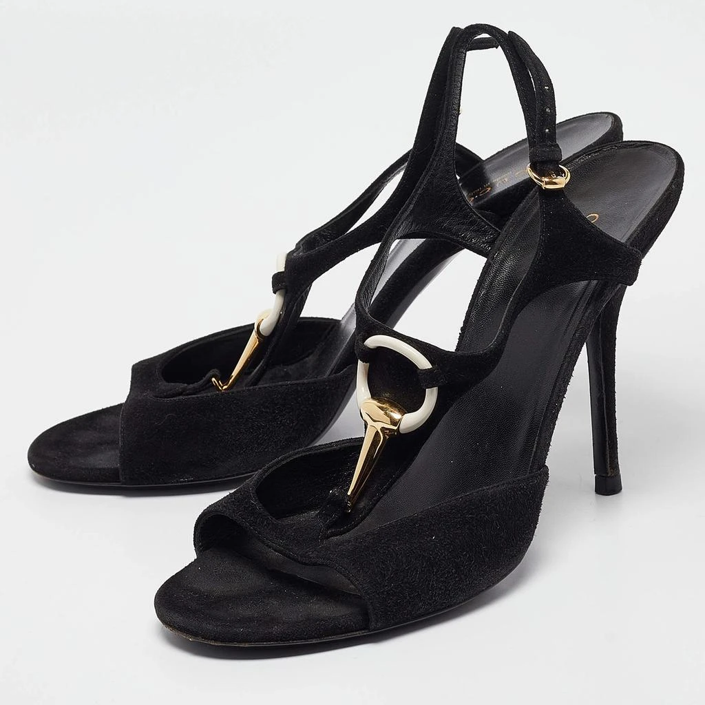 Gucci Gucci Black Suede T-Strap  Open Toe Sandals Size 38.5 2