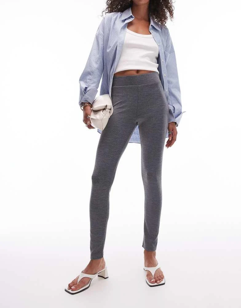 Topshop Topshop brushed rib legging in grey marl 5