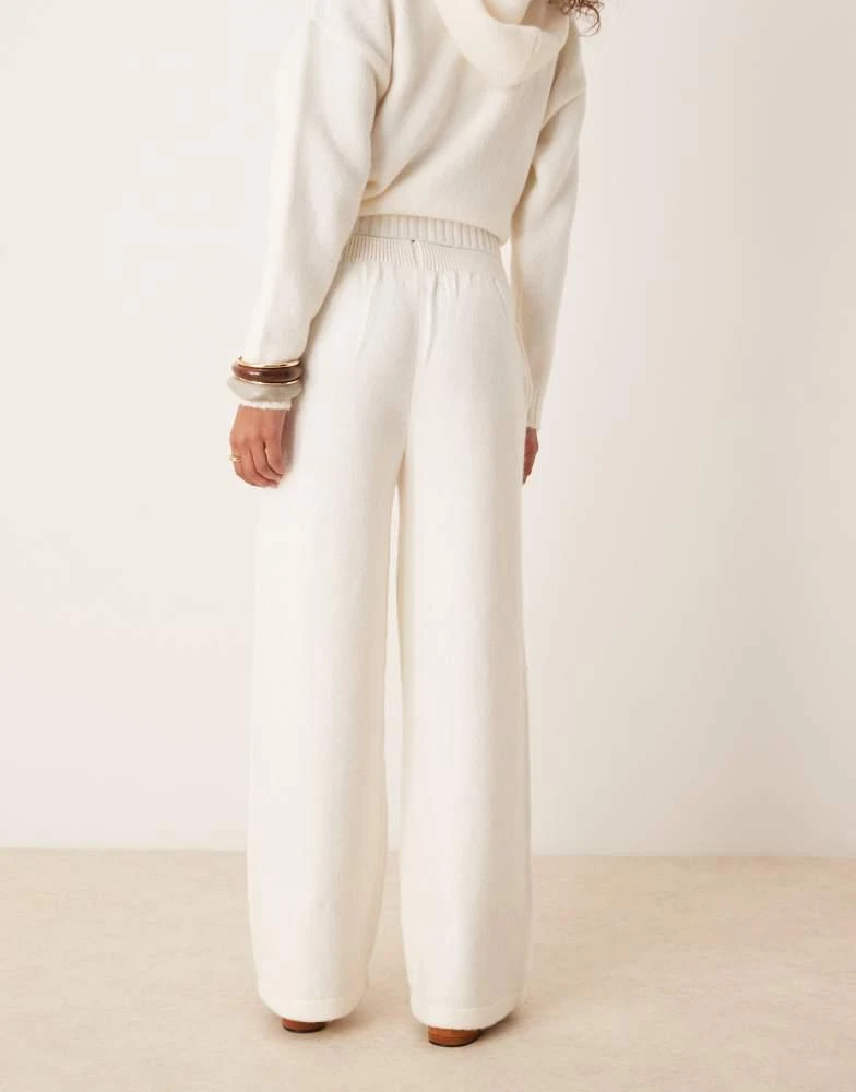 ASOS ASOS DESIGN fluffy knitted wide leg trouser co-ord in ecru 4