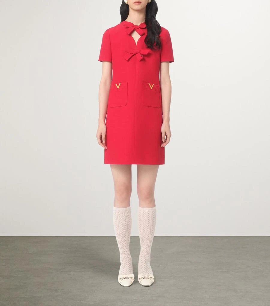 Valentino Virgin Wool-Silk Bow Mini Dress 6