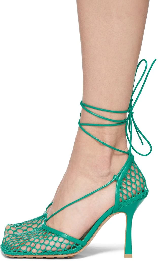 Bottega Veneta Green Stretch Web Heels 3