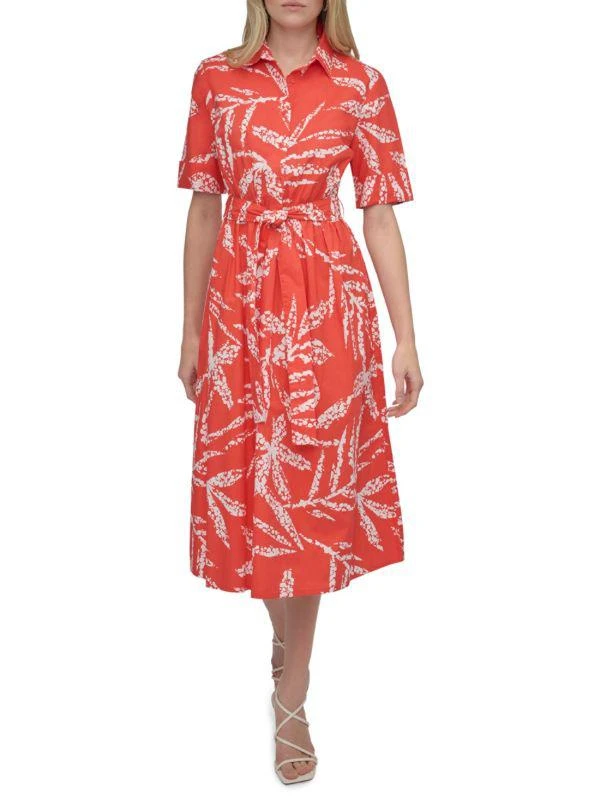 DKNY Botanical Short-Sleeve Midi Shirtdress 1