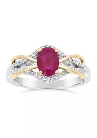 Gemminded 3/4 ct. t.w. Ruby and 1/6 ct. t.w. Diamond Ring in 10K Two-tone Gold