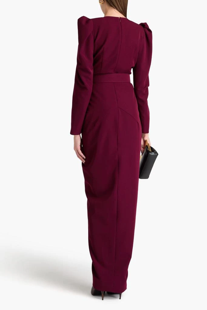 RHEA COSTA Wrap-effect belted crepe gown 3