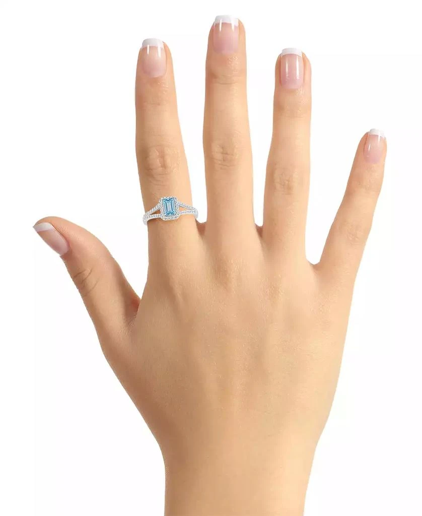 Macy's Aquamarine (1/2 ct. t.w.) & Diamond (1/4 ct. t.w.) Split Shank Ring in Sterling Silver (Also in Opal) 2