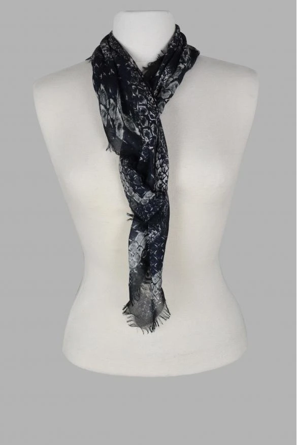 Alexander McQueen Luxury scarf alexander mc queen thin black scarf with white skull 1